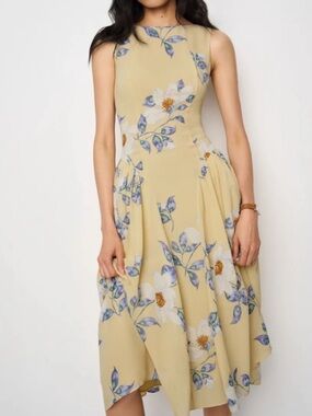 🌼 Reformation Yellow Floral Midi Dress – Size 4 – NWT 🌼